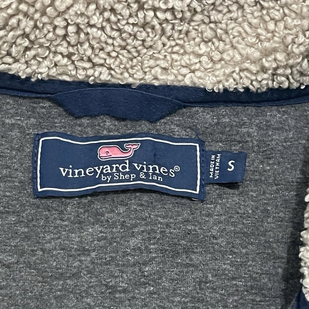 Vineyard Vines Nantucket Sherpa Fleece 1/4 Zip Sweater Men Khaki Pullover -Small